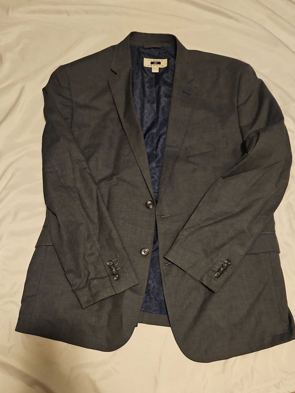 Joseph Abboud Men’s Gray Two-Button Blazer with Navy Lining